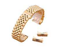 BQAXUREW EDVENA Bracelet De Montre en Acier Inoxydable Massif 19/20/21/22mm 12/13/14/16/17/18mm Bracelet Plat Incurvé Fin Demi-Cercle Lien Bracelet Remplacement(Gold_16mm)