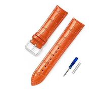 BQAXUREW EDVENA Bracelet de montre en cuir véritable 12 mm, 14 mm, 16 mm, 18 mm, 20 mm, 22 mm, vert, bleu, rouge, violet, for homme et femme(Orange,16mm)