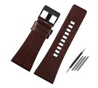BQAXUREW EDVENA Bracelet De Montre en Cuir Véritable Compatible avec Diesel DZ7396DZ1206 DZ1399 DZ1405 Bracelet De Montre Litchi Grain 22 24 26 27 28 30 32 Bracelet De 34 Mm(Brown Black Clasp_22mm)