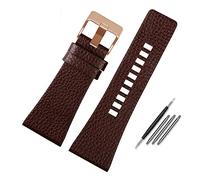 BQAXUREW EDVENA Bracelet De Montre en Cuir Véritable Compatible avec Diesel DZ7396DZ1206 DZ1399 DZ1405 Bracelet De Montre Litchi Grain 22 24 26 27 28 30 32 Bracelet De 34 Mm(Brown Rose Gold_30mm)