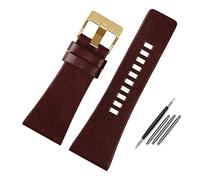BQAXUREW EDVENA Bracelet De Montre en Cuir Véritable Compatible avec Diesel DZ7396DZ1206 DZ1399 DZ1405 Bracelet De Montre Litchi Grain 22 24 26 27 28 30 32 Bracelet De 34 Mm(Flat Brown Gold_22mm)