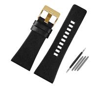 BQAXUREW EDVENA Bracelet De Montre en Cuir Véritable Compatible avec Diesel DZ7396DZ1206 DZ1399 DZ1405 Bracelet De Montre Litchi Grain 22 24 26 27 28 30 32 Bracelet De 34 Mm(Flat Black Gold_22mm)