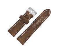 BQAXUREW EDVENA Bracelet De Montre Rétro En Toile De Cire Humide, 24mm, Noir, Gris, Bleu, Vert, Marron, Denim, Bracelet En Cuir Véritable Épais(Green,24mm-20mm)