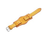 BQAXUREW EDVENA Bracelet en Cuir Bracelet de Montre for Hommes 20mm 22mm 24mm Bracelet de Montre en Cuir Jaune Bleu Noir Vert Rouge Bracelet de Montre de Couleur(Yellow_22mm)