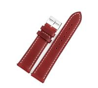 BQAXUREW EDVENA Bracelets De Montre En Cuir Véritable De Cire D'huile 16mm 18mm 19mm 20mm 21mm 22mm 24mm Bracelets De Montre En Peau De Vache(Wind red,20mm)