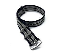 BQAXUREW EDVENA Ceinture De Sécurité Bracelet De Montre en Nylon 20mm 22mm for Bracelet De Montre Décontracté Bracelet De Montre De Sport Remplacer(007 Black Gray_20mm)