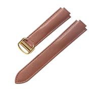 BQAXUREW EDVENA Compatible avec Le Bracelet Ballon Bleu Cartier, Bracelet for Hommes Et Femmes, Bracelet en Cuir Souple Convexe, Boucle Pliante, Accessoires De Montre(Brown Gold Buckle_22X14mm)