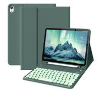 BQDIYOO Étui pour iPad Air 7e/6e 11" avec clavier M3/M2 (2025/2024), iPad Air 5e/4e génération 11" (2022 2020) avec protecteur de clavier rétroéclairé 7 couleurs avec porte-crayon, fonction veille