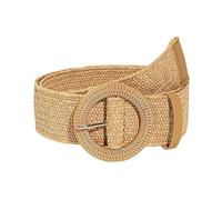 BQDPYZBD Ceintures Ceinture en Paille Style Boho pour Femmes, Boucle Ronde, La Plage, Ellipse, Décor De Perles, Tissée Bohème Les Vacances-kaki-117 Cm