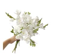 BQEE Lot de 2 fleurs de freesia artificielles, 60 cm de haut, fleurs réalistes en soie pour décoration de maison, bureau, mariage (blanc)