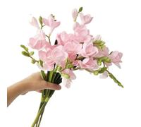 BQEE Lot de 2 fleurs de freesia artificielles, 60 cm de haut, fleurs réalistes en soie pour décoration de maison, bureau, mariage (rose)