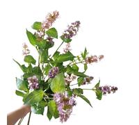 BQEE Lot de 4 tiges de patchouli artificielles de 73,7 cm - Plantes vertes, fleurs de menthe artificielles pour décoration de maison et de bureau (rose foncé)