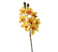 BQEE Real Touch Lot de 2 tiges d'orchidée cymbidium artificielles de 80 cm, grandes fleurs à 8 têtes, tiges pliables pour la maison, le mariage et la décoration de table (jaune)