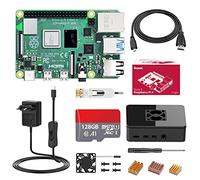 Bqeel Raspberry Pi 4 Modèle B(4 B), 4Go Starter Kit Upgraded for Raspberry Pi 3 128Go Micro SD Carte, 4K, BT 5.0, 1000Mbps, USB 3.0, Alimentation avec Interrupteur, Ventilateur,Dissipateur
