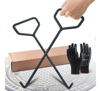 BQHRJG Lot de 2 lève-couvercle d'égout de 60 cm, crochet en acier au carbone noir, crochets pour crochets d'égout et de drainage, lève-couvercle de regard livré avec une paire de gants (60 cm)