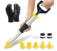 BQHRJG Pistolet à mortier 5 en 1 - Presse à mortier en acier inoxydable - Pistolet à béton pour remplir les fissures - Pistolet à joints livré avec une paire de gants (tapis antidérapant)
