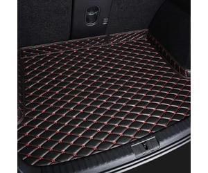 BQKCD Cuir Tapis Coffre Voiture pour VW Golf 8 | Golf GTE/Golf GTI/Golf GTD/Golf Clubsport, Tapis de Coffre sur Mesure Imperméable Antidérapant Doublure Anti Rayures Accessories,C/BlackRed