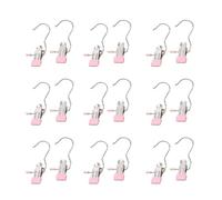 BQLFPOIHP Benighty Space-Saving Clothes and Hat Storage Hook, Anti Rust Clips for Clothes -Portable Rotating Clip Clothespins(Pink,18pc)