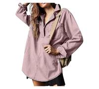 BQLFPOIHP Cautiousm Chic & Comfy Denim Pullover - Button V Neck Blouse,Womens Loose Fit Long Sleeve Jean Jacket(Pink,XL)