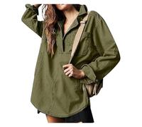BQLFPOIHP Cautiousm Chic & Comfy Denim Pullover - Button V Neck Blouse,Womens Loose Fit Long Sleeve Jean Jacket(Green,XL)