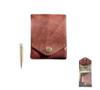BQLFPOIHP Conans Wallet Leather, Multifunctional Compact Wallet, 2025 Handmade Leather Wallets, Slim Minimalist Wallets(Brown+Pen,1pc)