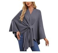 BQLFPOIHP Consolidateh Sweater, Cross Front Knit PonchoSweater, Elegant Shawl Wraps Soft Open Front Poncho Sweater(Burgundy)
