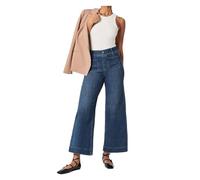 BQLFPOIHP Pants, Wide Leg Jeans, Cropped Wide-Leg Patch Pocket Jeans, Washed Stretch High Waisted Flared(Blue,L)