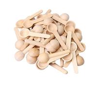 BQLZR 7.5 x 2.4 x 1.3 cm Petite Cuillères de Cuisine en Bois Rond pour sel assaisonnement Miel Cuillère à café Lot de 50
