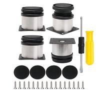 BQLZR Furniture Cabinet Metal Legs Adjustable Stainless Steel Kitchen Feet Round Black and Silver 50 x 50mm Pack of 4
