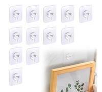 BQRKOTM 12 Pièce Adhesif Accroche Tableau Sans Percer, Attache Cadre Adhésif Crochets, Rochets Transparents Auto-Adhésifs Sans Clous, Pour Accroche Cadres Photo, Miroir, Lumières Décoratives (6 X 6Cm)