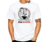 BQRTCCVV Men t Shirt Real Women Drink Dr Pepper White L