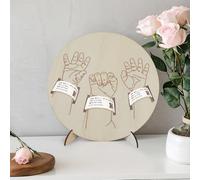 BQSAZHYJ Panneau d'annonce de nouveau-né en bois gravé pour bracelet d'hôpital de naissance de bébé « Hello World » - Décoration de bienvenue pour fête prénatale (triplets)