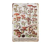 bqsjduidnc Affiche vintage en métal avec espèces de champignons - Décoration murale rétro en aluminium pour maison, bureau, chambre à coucher, 30,5 x 20,3 cm