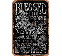bqsjduidnc Blessed are The Weird People Rétro Look Fer 20 x 30 cm Décoration Panneau Peinture Panneau pour Maison Drôle Décoration Murale
