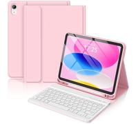 BQSS Étui avec clavier fin pour iPad 10e génération 2022, clavier intelligent pour iPad 10{^>e<^} génération 2022, clavier sans fil amovible, porte-crayon (rose)