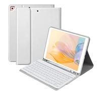 BQSS Étui avec clavier pour iPad 10,2" 9e/8e/7e génération, clavier magnétique sans fil amovible, iPad 9e/8e/7e, iPad Air 3e génération avec support pour crayon intégré (gris)
