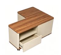 BQSWYD Lot de 2 tables basses en bois avec espace de rangement, table de salon extensible avec roulettes, table de salon avec compartiment caché, table basse pour salon, bureau, rustique (forme de L
