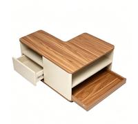 BQSWYD Lot de 2 tables basses en bois avec espace de rangement, table de salon extensible avec roulettes, table de salon avec compartiment caché, table basse pour salon, bureau, rustique (forme de L