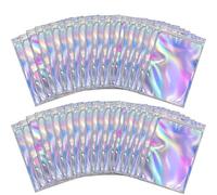 BQTQ 150 Pièces Sacs Refermables Anti-Odeur Sachets Refermables Zip Sac Aluminium Pochettes pour Stockage des Aliments (Couleur Holographique, 10 * 15cm)