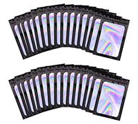 BQTQ 150 Pièces Sacs Refermables Anti-Odeur, Sacs à Fermeture à Glissière, Sachets Refermables Zip, Sac Aluminium Pochettes pour Stockage des Aliments (Noir Holographique, 9 x 12 cm)