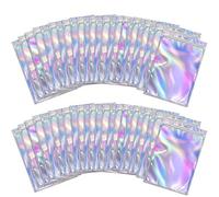 BQTQ 150 Pièces Sacs Refermables Anti-Odeur, Sacs à Fermeture à Glissière Sachets Refermables Zip, Sac Aluminium Pochettes pour Stockage des Aliments, Holographique, 7.5x12cm