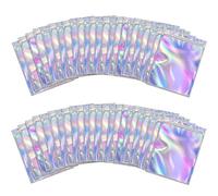 BQTQ 150 Pièces Sacs Refermables Anti-Odeur, Sacs à Fermeture à Glissière Sachets Refermables Zip, Sac Aluminium Pochettes pour Stockage des Aliments, Holographique, 9x12cm