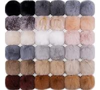 BQTQ 36 Pièces Pompon pour Bonnet, Pompon Fausse Fourrure Pompon Ball Fausse Fourrure Boule pour Sac Porte-clés Décoration, 18 Couleurs