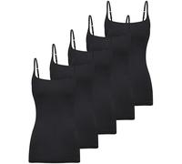 BQTQ 5 Pièces Camisole Débardeur Femme Camisole à Encolure Carrée Basique Spaghetti Strap Tops pour Femme, L (Noir)