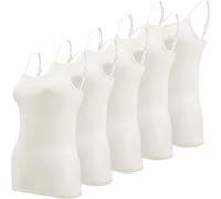 BQTQ 5 Pièces Femme Débardeur Bretelles Camisole Débardeurs Basique Caraco Réglables Camisole Top pour Femme et Fille, Blanc, M