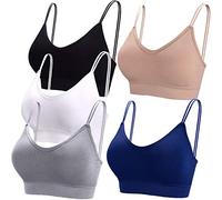 BQTQ 5 Pièces Soutien-Gorge Camisole Bralette avec Rembourré pour Femme, 5 Couleurs ,L,Noir, Blanc, Gris, Beige, Marine