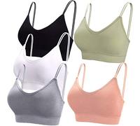 BQTQ 5 Pièces Soutien-Gorge Camisole Bralette avec Rembourré pour Femme, 5 Couleurs ,M,Noir, Blanc, Gris, Rose, Vert