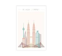 BQUWR Kuala Lumpur Poster sur toile rétro avec horizon d'horizon de Kuala Lumpur pour décoration de chambre à coucher 30 x 45 cm