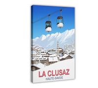 BQUWR Poster sur toile La Clusaz pour décoration de chambre à coucher Motif station de ski 40 x 60 cm
