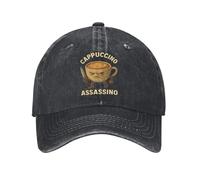 BQWRUUYM Cappuccino ASSASSINO Italien Brainrot Casquette de Baseball Classique en détresse lavé Snapback Cap Unisexe Outdoor ravel Caps réglables